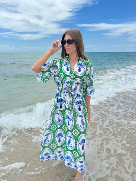 Isla Payal Cape Midi Dress [green monkey]