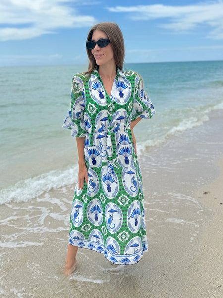 Isla Payal Cape Midi Dress [green monkey]