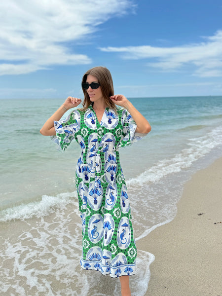 Isla Payal Cape Midi Dress [green monkey]