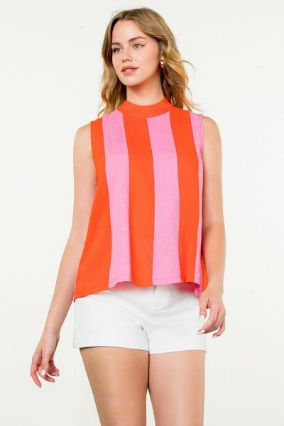 THML Sleeveless Stripe Colorblock Top