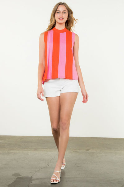 THML Sleeveless Stripe Colorblock Top