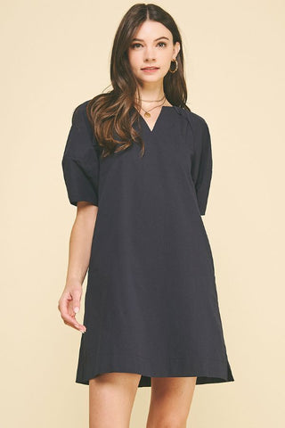 PINCH Short Sleeve Woven Dress [navy]