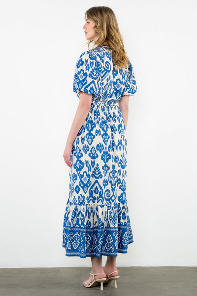 THML Puff Sleeve Print Maxi Dress