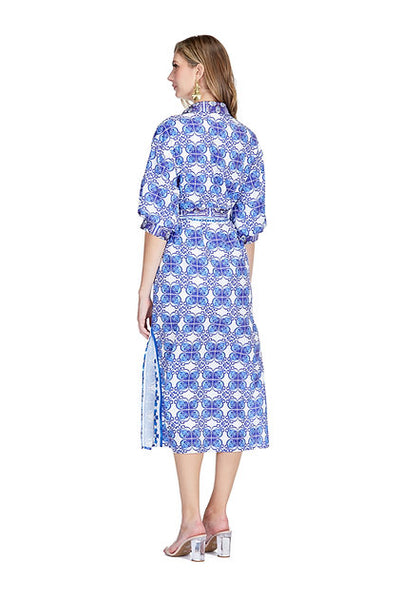 Jade Damask Maxi Shirt Dress