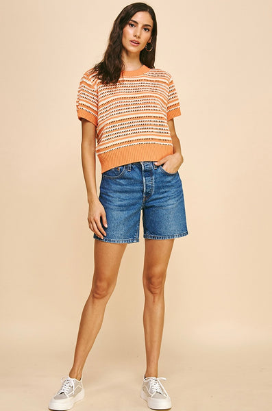 PINCH Short Sleeve Stripe Sweater