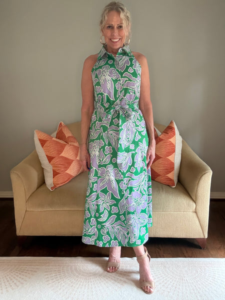 Jade Fitted Halter Shirtdress
