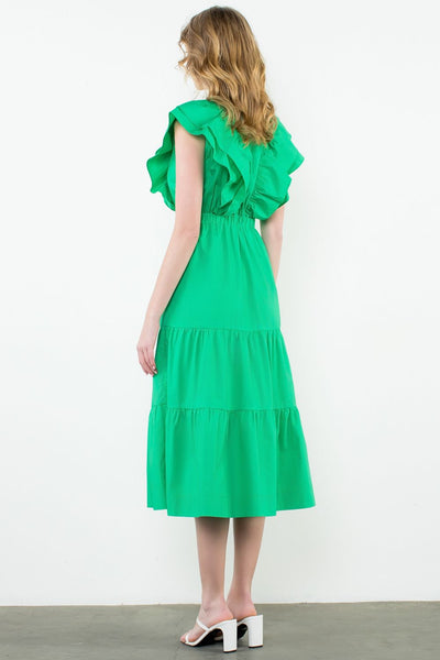 THML Flutter Sleeve Maxi Dress [green]