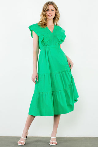 THML Flutter Sleeve Maxi Dress [green]
