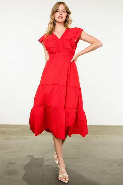 THML Flutter Sleeve Maxi Dress [red]