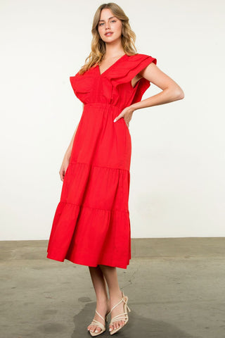 THML Flutter Sleeve Maxi Dress [red]