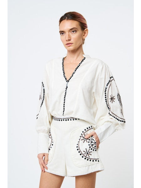 Ciebon Metal Embroidered Shorts