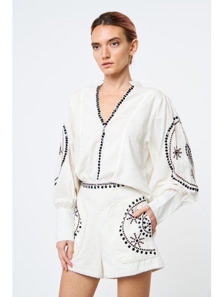 Ciebon Metal Embroidered Top