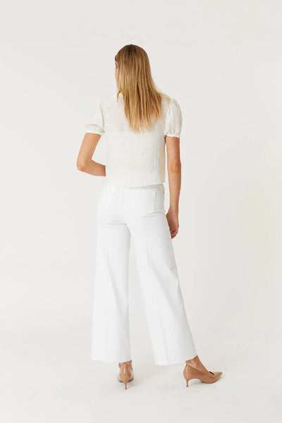 Level 99 Hudson Wide Leg Raw Hem Ankle White