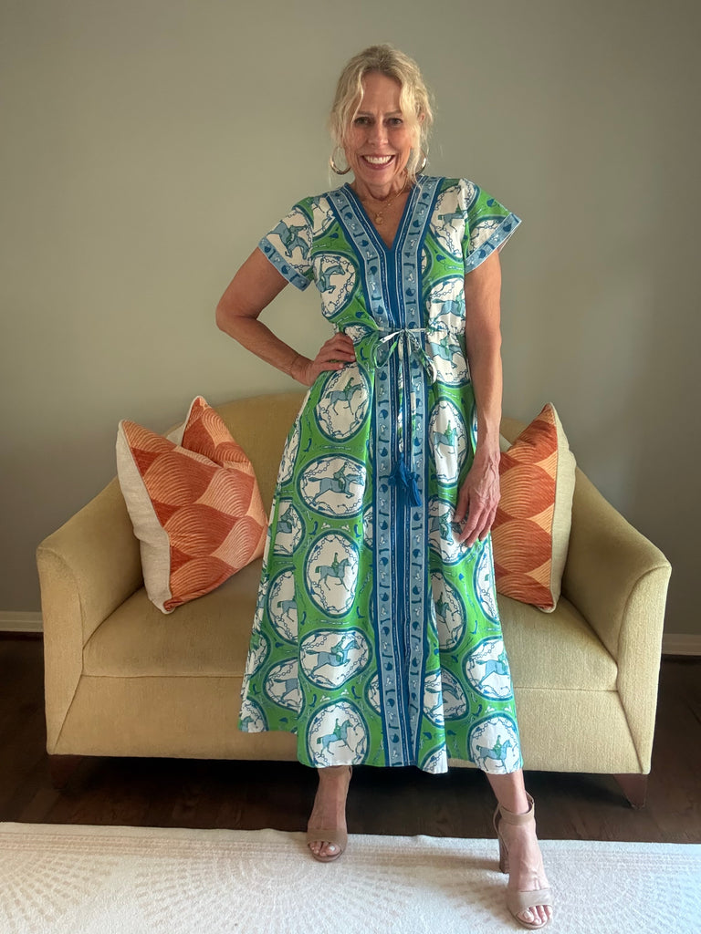 Isla Payal Maxi Horse Print Dress [cheval green]