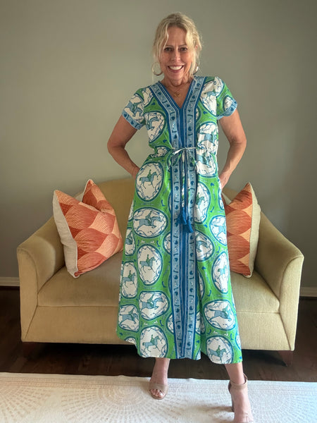 Isla Payal Maxi Horse Print Dress [cheval green]