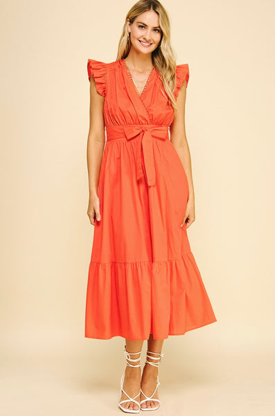 PINCH Eyelet Detailed Tie Waist Maxi Dress