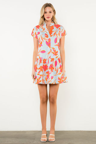 THML Striped Flower Print Dress