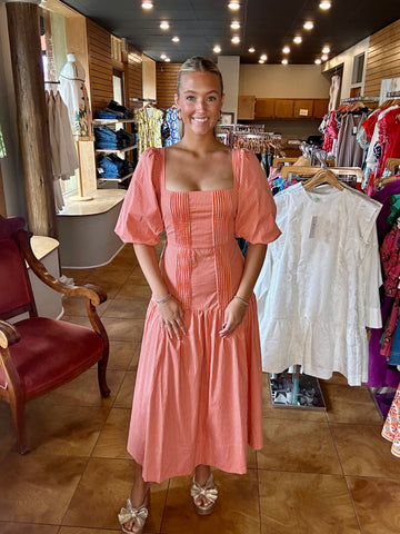 Bel Kazan Emilia Dress [coral stripe]