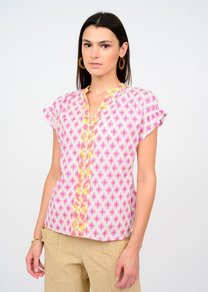 Ivy Jane Trellis Stitched Popover Top