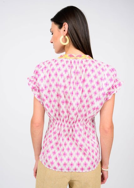Ivy Jane Trellis Stitched Popover Top