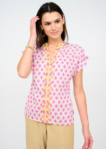 Ivy Jane Trellis Stitched Popover Top
