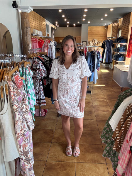 Ciebon Printed Mini Dress With Piping