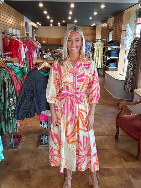 Maude Vivante Remi Dress [outline palms]