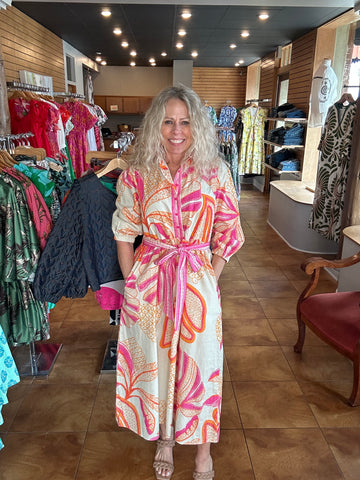Maude Vivante Remi Dress [outline palms]