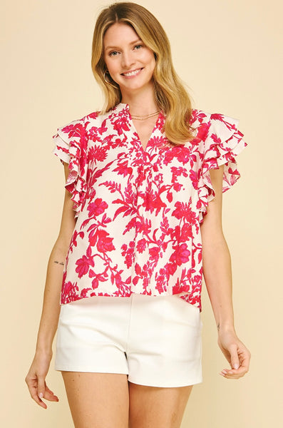 PINCH Floral Ruffle Sleeve Blouse