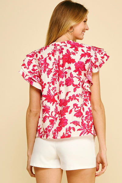 PINCH Floral Ruffle Sleeve Blouse