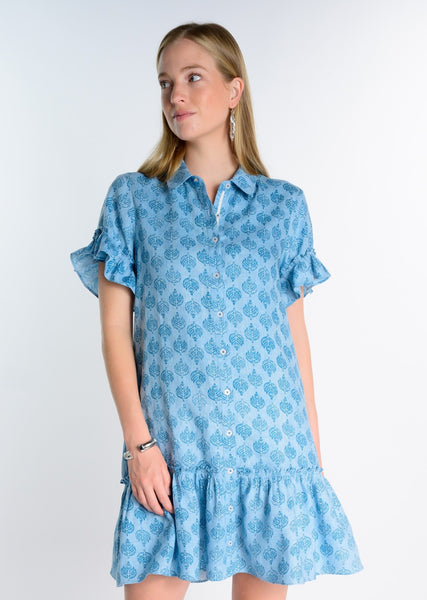 Uncle Frank Flounced Hem Shirt Dress