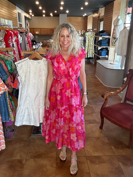 THML Flutter Sleeve Floral Midi Dress