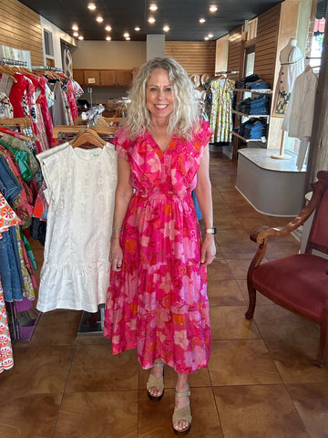 THML Flutter Sleeve Floral Midi Dress