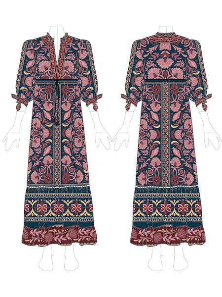 Farm Rio Seasheel Tapestry Maxi Dress