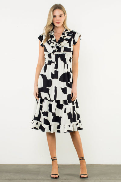 THML Flutter Sleeve Print Dress