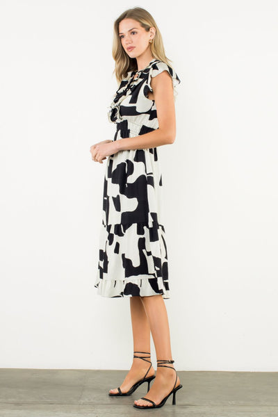 THML Flutter Sleeve Print Dress