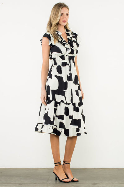 THML Flutter Sleeve Print Dress