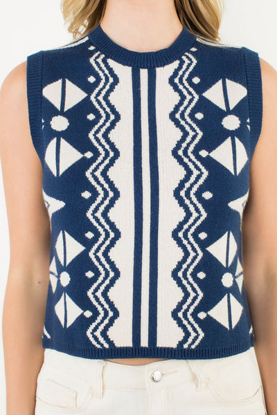 THML Sleeveless Patterned Sweater [navy]