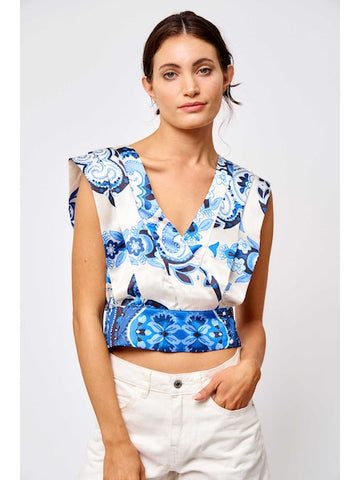 Ciebon Adriana Pleated Surplice Crop Top