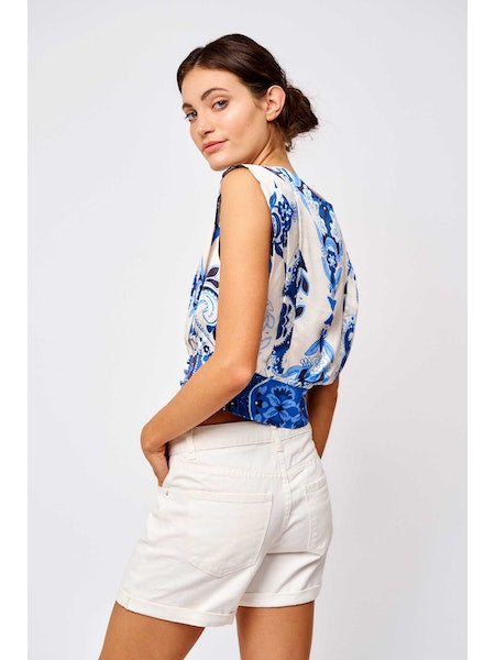 Ciebon Adriana Pleated Surplice Crop Top