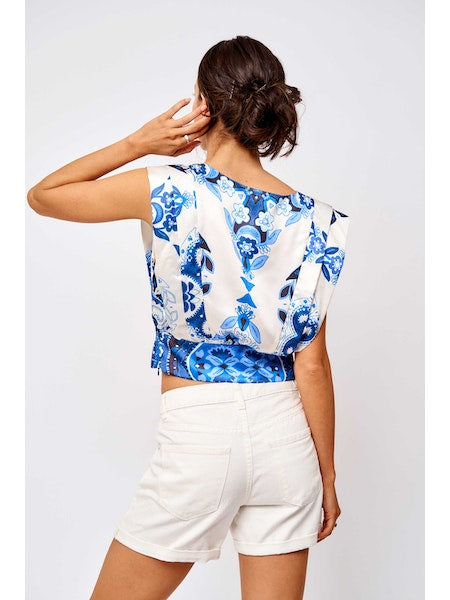 Ciebon Adriana Pleated Surplice Crop Top
