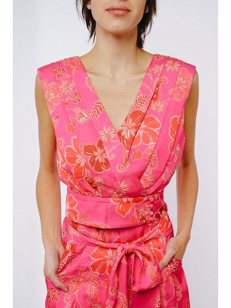 Ciebon Belted Pintuck Printed Short