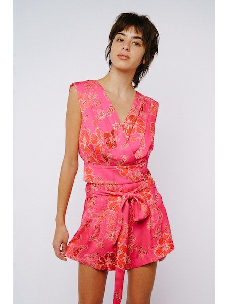 Ciebon Belted Pintuck Printed Short