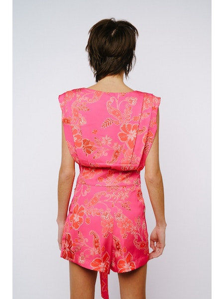 Ciebon Belted Pintuck Printed Short