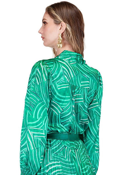 Jade Green Pathways Tie Blouse