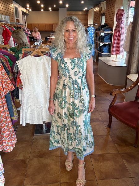 THML Ruffle Sleeve Big Flower Print Dress