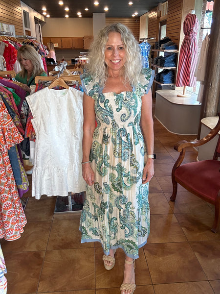 THML Ruffle Sleeve Big Flower Print Dress