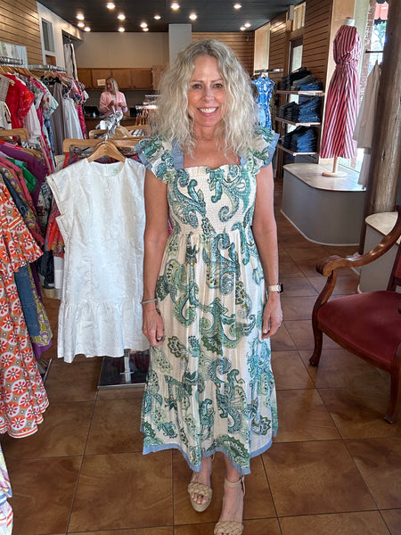 THML Ruffle Sleeve Big Flower Print Dress
