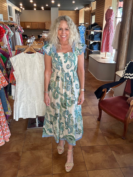 THML Ruffle Sleeve Big Flower Print Dress