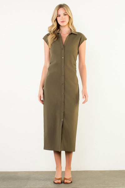 THML Sleeveless Ruched Maxi Dress